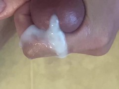 WATCH A THICK MASSIVE LOAD OF CUM OOZE OUT WHILE DADDY STROKES HIS OWN BIG COCK