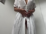 Preview 2 of Slow Strip Tease ! Hot Blonde Strips out of dress to nude