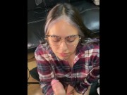 Preview 1 of Gorgeous Sexy Latina Girl With Glasses Loves To Suck Cock