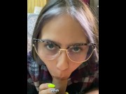 Preview 1 of Sensual Girlfriend Loves Devouring My Cock Without Taking Off Her Glasses HD