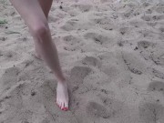 Preview 2 of Outdoors foot play on the beach