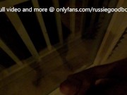 Preview 4 of big uncut dick stroking in front of window