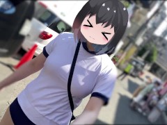 【Ｉカップ変態巨乳女子大生とうふ】ノーブラランニング巨乳体操着とブルマでおもちゃ装着💖して原宿の人混みを疾走してみたら、人が多すぎてまさかの結末に… - Screenshot 10 of 16 - Bloomers