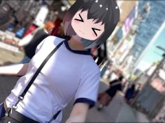 【Ｉカップ変態巨乳女子大生とうふ】ノーブラランニング巨乳体操着とブルマでおもちゃ装着💖して原宿の人混みを疾走してみたら、人が多すぎてまさかの結末に… - Screenshot 11 of 16 - Japanese