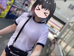 【Ｉカップ変態巨乳女子大生とうふ】ノーブラランニング巨乳体操着とブルマでおもちゃ装着💖して原宿の人混みを疾走してみたら、人が多すぎてまさかの結末に… - Screenshot 13 of 16 - Outside