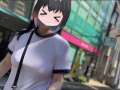 【Ｉカップ変態巨乳女子大生とうふ】ノーブラランニング巨乳体操着とブルマでおもちゃ装着💖して原宿の人混みを疾走してみたら、人が多すぎてまさかの結末に… - Screenshot 14 of 16 - Running