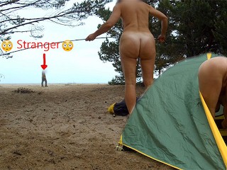How to Set up a Tent on the Beach Naked. Video Tutorial.
