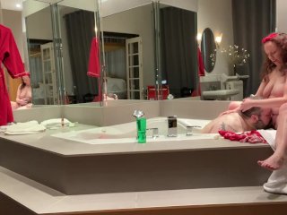 hot tub, kissing, pussy licking, bhm