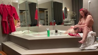 Wonderful weekend with my voluptuous vixen in a luxury hotel suite, #3: hot tub fun