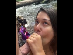 Getting a blowjob outside by the river 