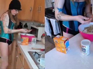 verified amateurs, solo female, kitchen, cooking