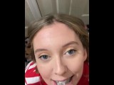 Cute Teen Gets a load on her braces