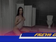 Preview 2 of Raven Haired Babe Rides Rainbow Dildo