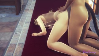 Genshin Impact Yaoi - задница Барбары Фембой наполнена спермой!