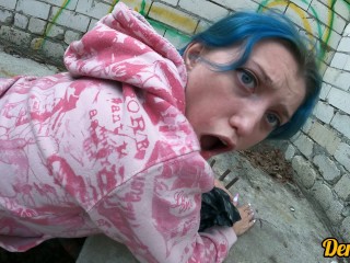 Cute Schoolgirl after School has Sex in an Abandoned Building and Gets a Cum on Face