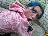 cute schoolgirl after school has sex in an abandoned building and gets a cum on face