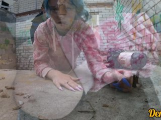 cute schoolgirl after school has sex_in an abandoned_building and gets a cum on face