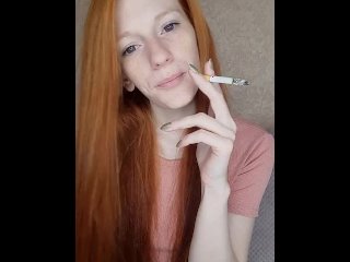 smoking cigarette, smoking fetish, redhead, red head