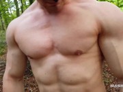 Preview 3 of Maskurbate - Masked Muscle Hunk Zahn Jerking Outdoors