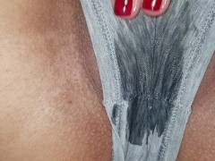 EXTREME CLOSE-UP OF CREAMY PUSSY IN PANTIES