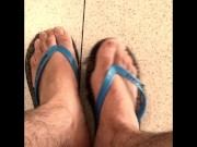 Preview 2 of Fish and chip shop in my flip flops want to show off my feet tops - Public feet