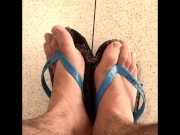 Preview 3 of Fish and chip shop in my flip flops want to show off my feet tops - Public feet