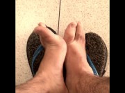 Preview 5 of Fish and chip shop in my flip flops want to show off my feet tops - Public feet