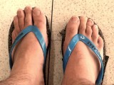 Fish and chip shop in my flip flops want to show off my feet tops - Public feet