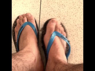 Fish and chip shop in my flip flops want to show off my feet tops - Public feet