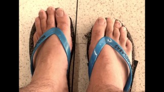 Fish and chip shop in my flip flops want to show off my feet tops - Public feet