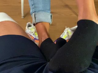 Reverse SOCKJOB W/ Dirty BLACK Ankle Socks (worn ALLDAY!) MASSIVE_Cumshot! - From LATINA Student