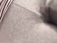 BBW Peeing In Light Gray Sweatpants After Desperation