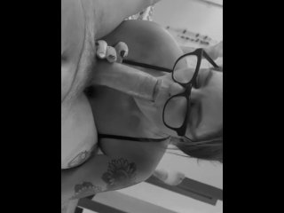 vertical video, blowjob, petite brunette milf, tattooed milf