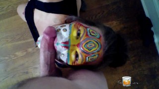 POV Facial - Freaky Slut with face paint loves taking dick ...