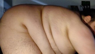 I play with my huge belly and expose it