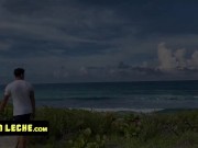 Preview 2 of Latin Leche - Meeting My Sexy Hunk Step Father And Fuck Him On The Beach While Mommy Is Not Watching