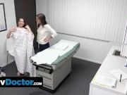 Preview 3 of PervDoctor - Teeny Babe And Her Busty Friend Went On Annual Exam But End Up Sharing The Doctors Cum