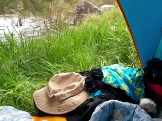 Exhibitionist Nude Handjob Fucking and Creampie at_the River