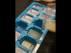 Making cum cubes for weekend Halloween party