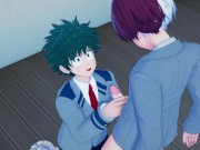 Preview 1 of Todoroki cums on Deku's face, fucks him against the wall - My Hero Academia Hentai.