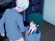 Preview 2 of Todoroki cums on Deku's face, fucks him against the wall - My Hero Academia Hentai.