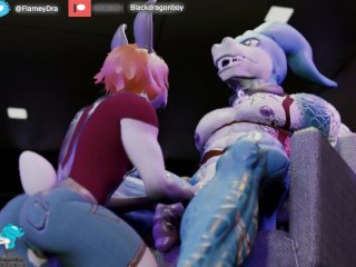 (No tongue sound ) BIG DRAGON AND LITTLE BUNNY GAY Furry 3D Animacion