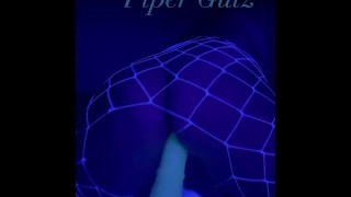 Piper rides glow in the dark horse dildo and cums loudly multiple times!