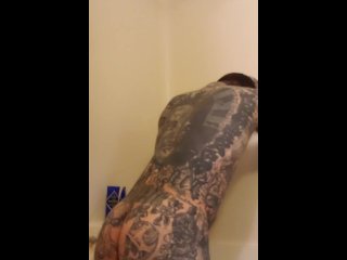 tattooed, verified amateurs, bathroom, muscle man