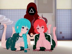SQUID GAME Horny hentai girls were fucked hard (PART 2)