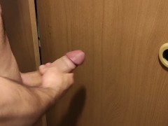 Cumshot to the closet door, nice load