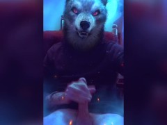 Werewolf strokes huge dick