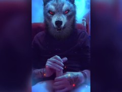 Werewolf strokes huge dick