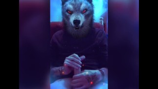 Оборотень гладит огромный член