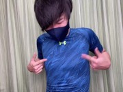 ジム帰り早々にチクニーしてイってしまうヘンタイ大学生【乳首オナニー